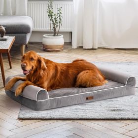 MEWOOFUN Orthopedic Dog Bed For Large Dogs - XL Egg Crate Foam Mattress With Removable Washable Cover, Waterproof Pet Couch Bed Grey, Extra Large (Option: WP147)