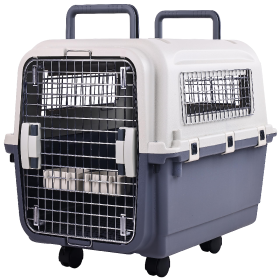 Only Supports Self Pickup  Plastic Dog Kennel, Pet Transport, Rolling Plastic Airline Approved Wire Door Travelling Dog Crate, Small-Medium-Large (size: medium)